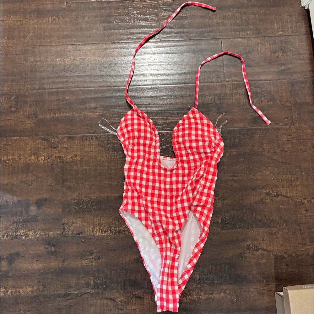 New! Never been work Wild Fable by Target  Red Gingham One-Piece Swimsuit